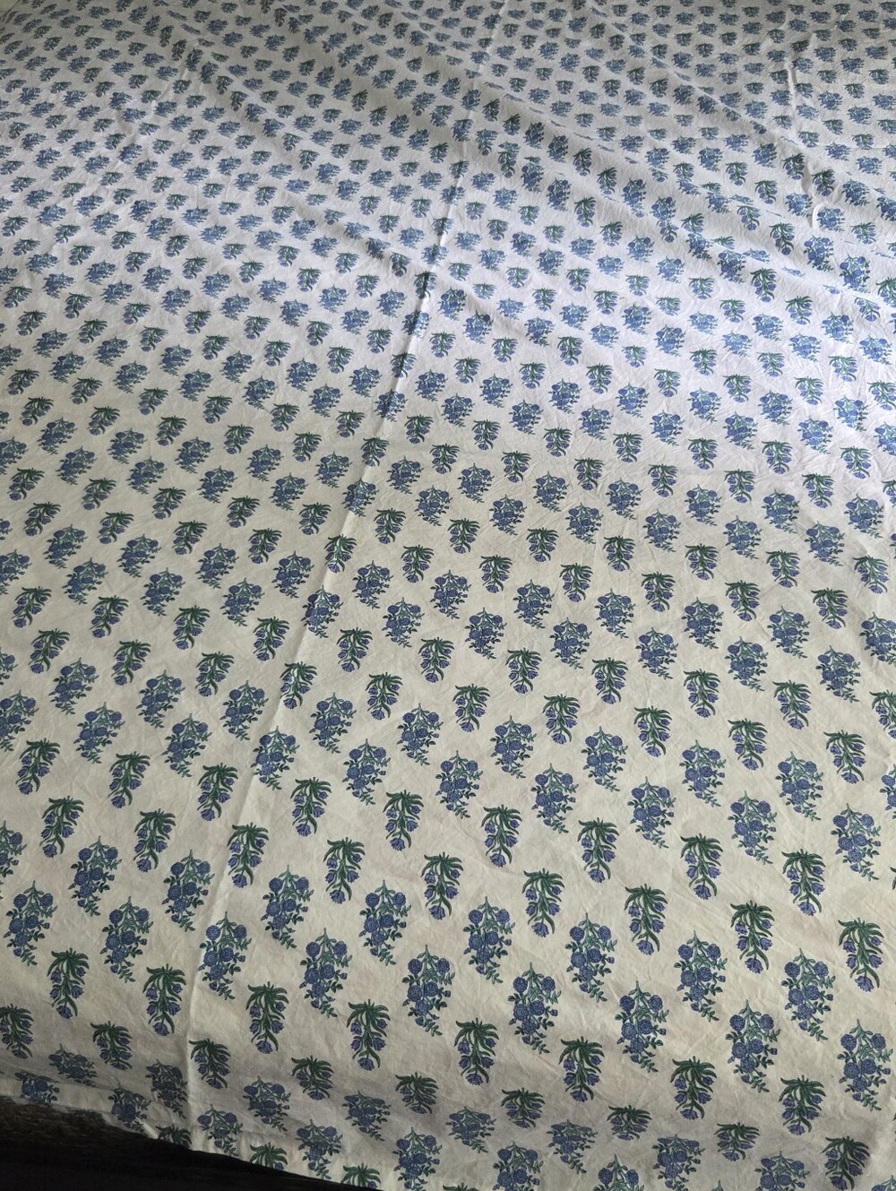 Roller Rabbit Pottery Barn Floral Blue and Green Cotton Flat Sheet